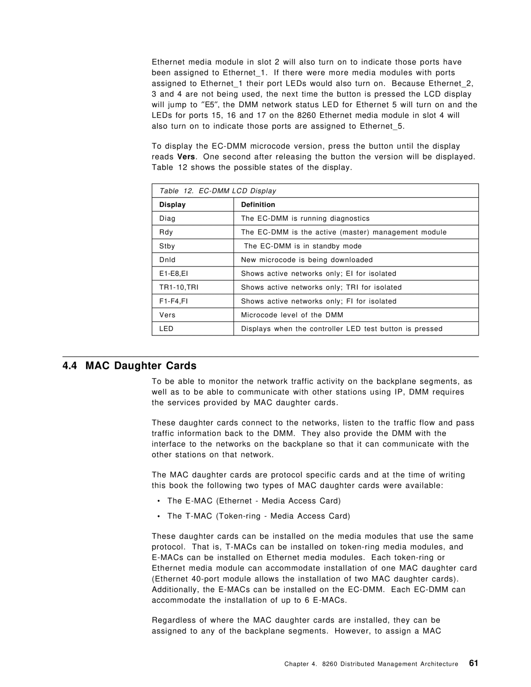 IBM 8260 manual MAC Daughter Cards 