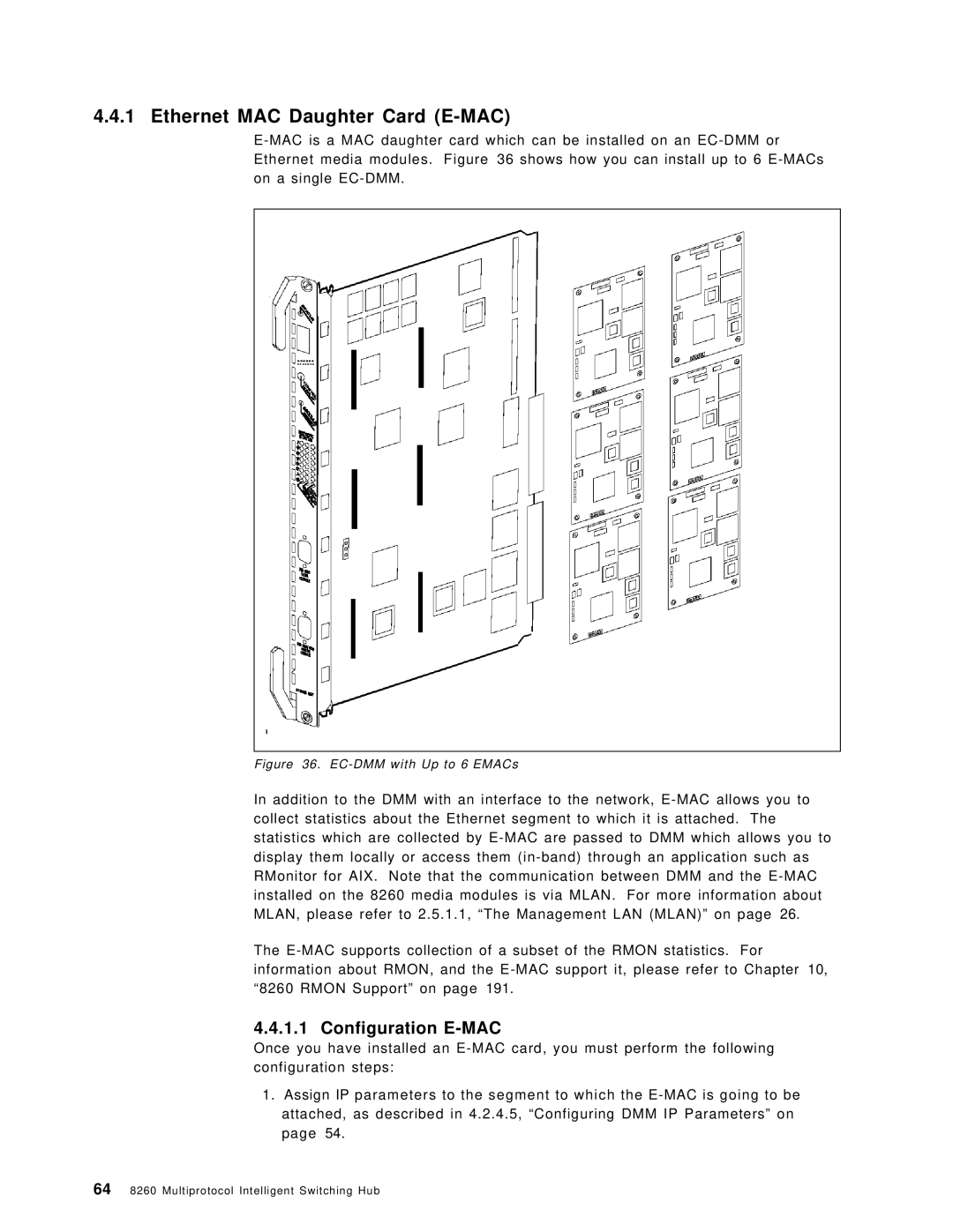 IBM 8260 manual Ethernet MAC Daughter Card E-MAC, Configuration E-MAC 