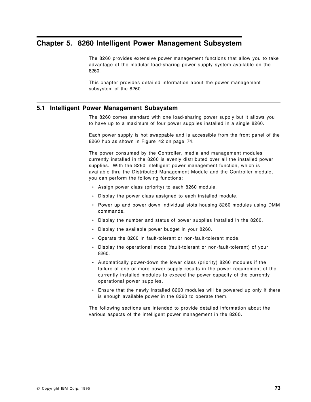 IBM 8260 manual Intelligent Power Management Subsystem 