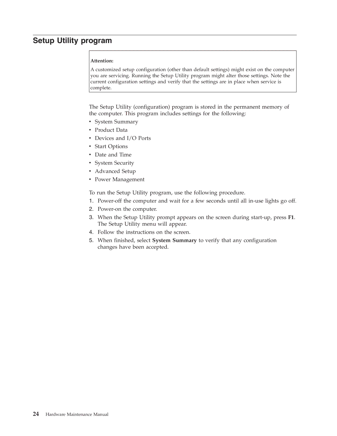 IBM 8312, 8309, 8308, 8313, 8311, 8310, 8315, 8314, 8301, 8306, 8304, 8302, 8303, 8305 manual Setup Utility program 