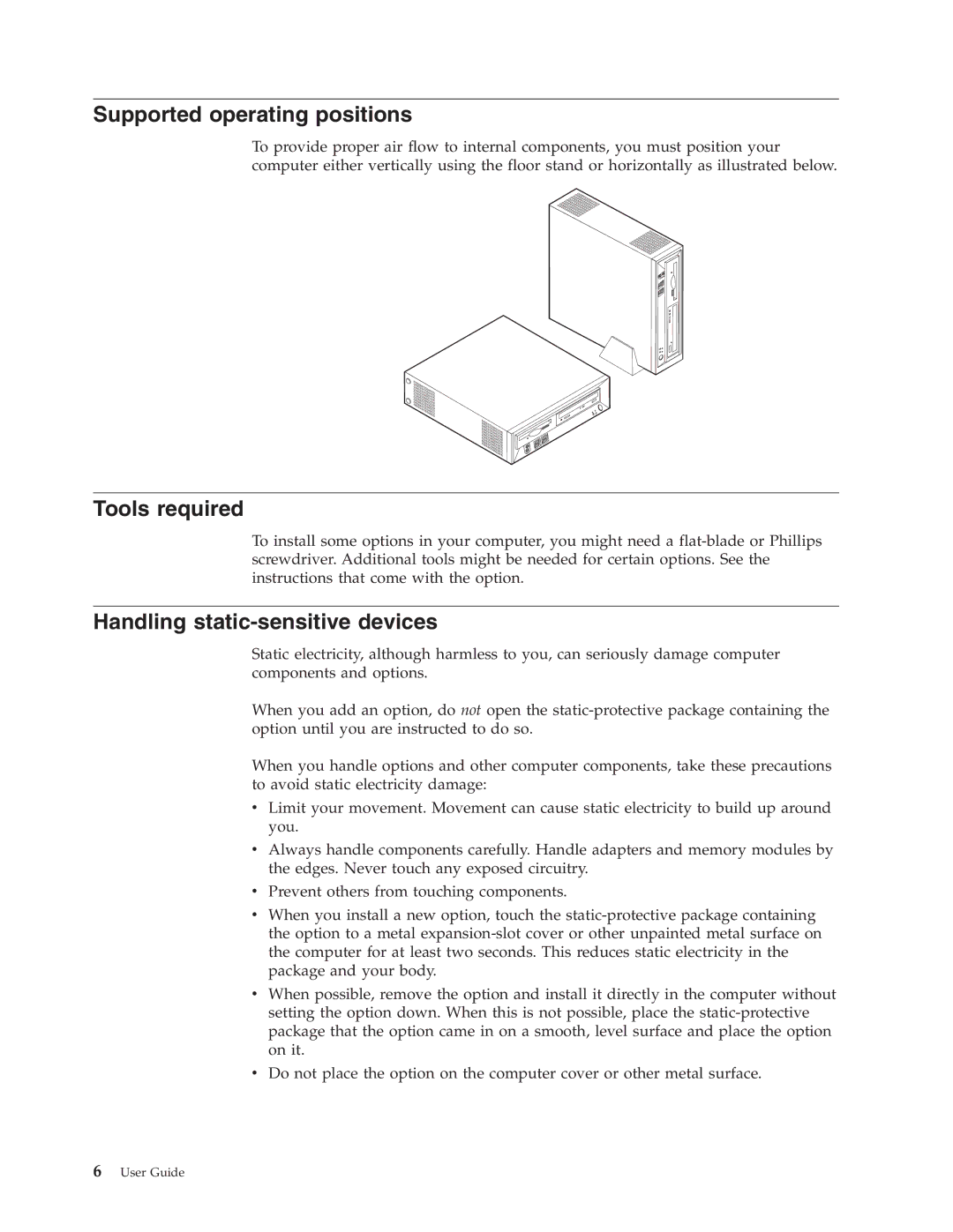 IBM 8317, 8319, 6826, 8318 manual Supported operating positions, Tools required, Handling static-sensitive devices 