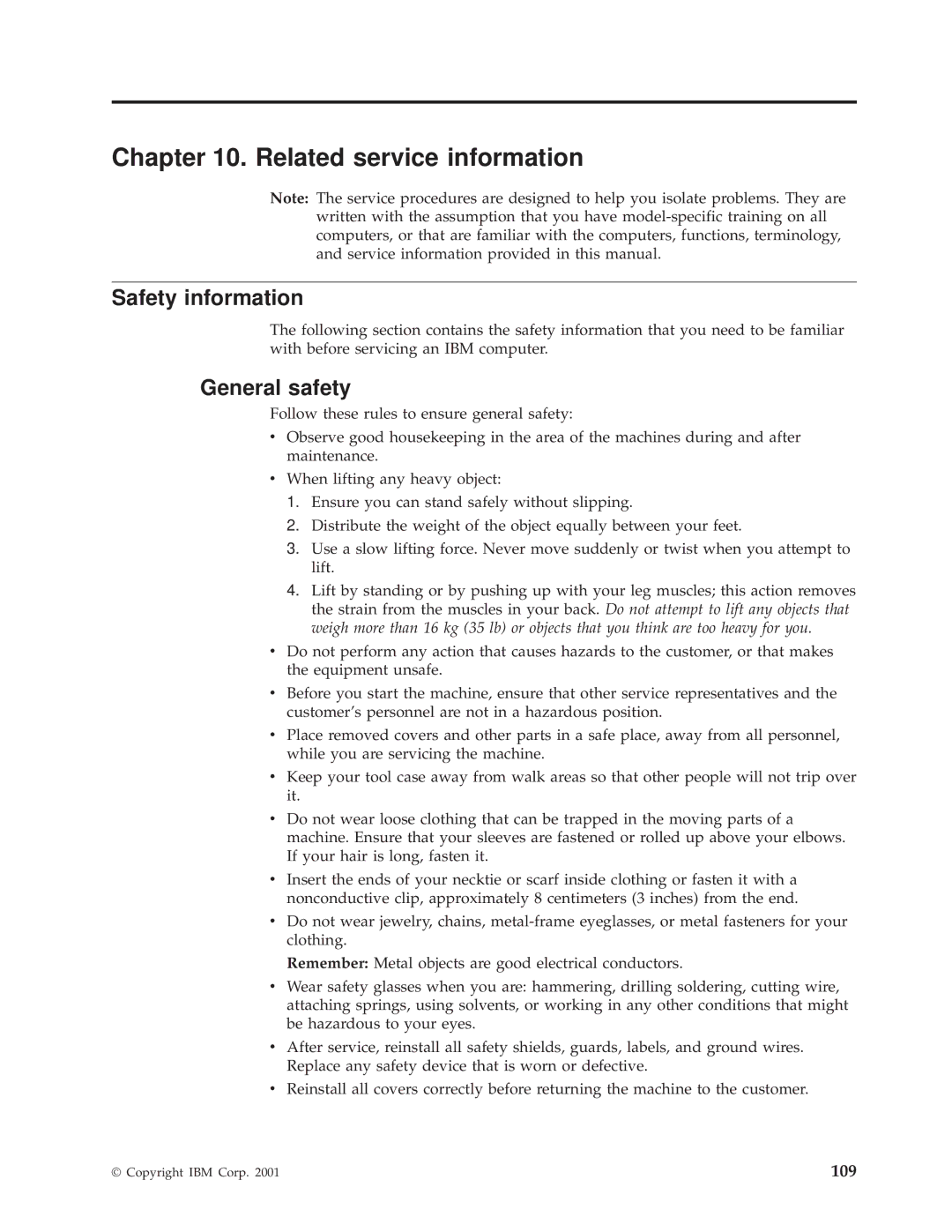 IBM 8318, 8319, 6826, 8317 manual Safety information, General safety 