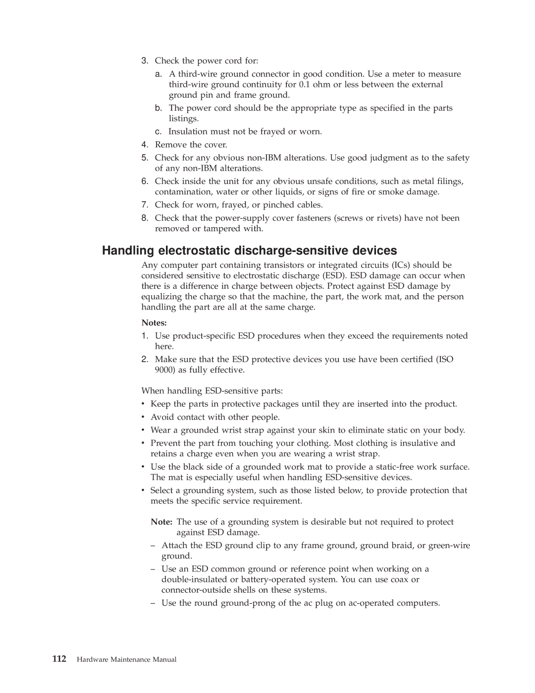 IBM 8317, 8319, 6826, 8318 manual Handling electrostatic discharge-sensitive devices 