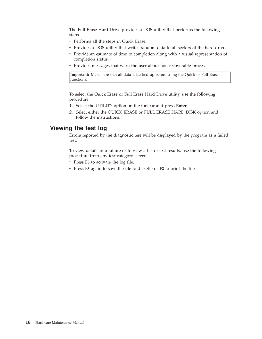 IBM 8317, 8319, 6826, 8318 manual Viewing the test log 