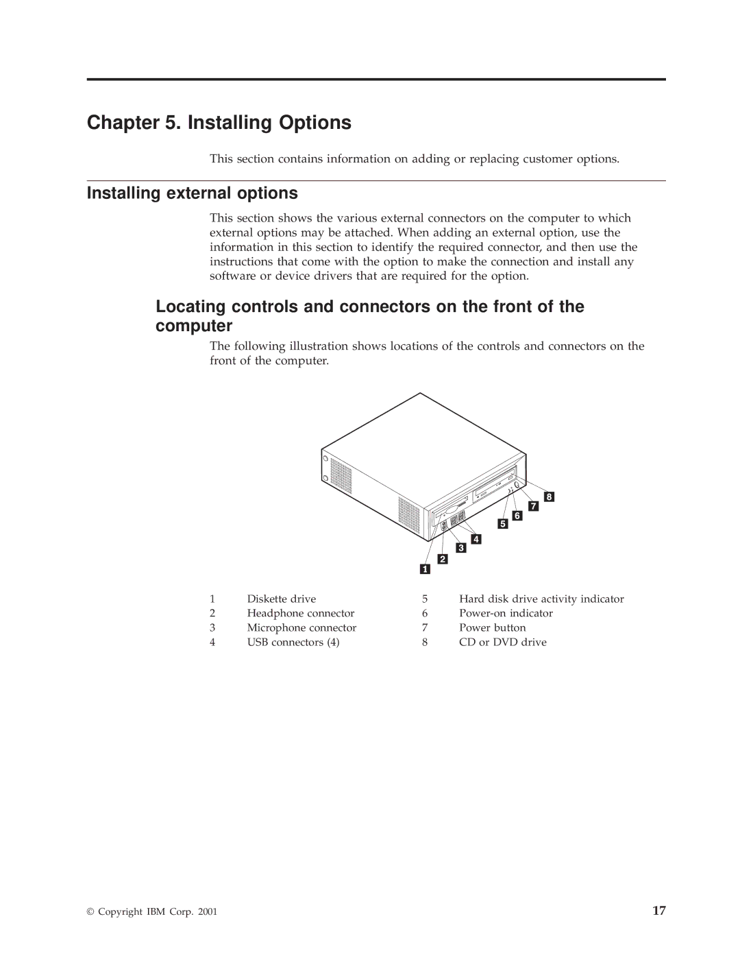 IBM 8318, 8319, 6826, 8317 manual Installing Options, Installing external options 