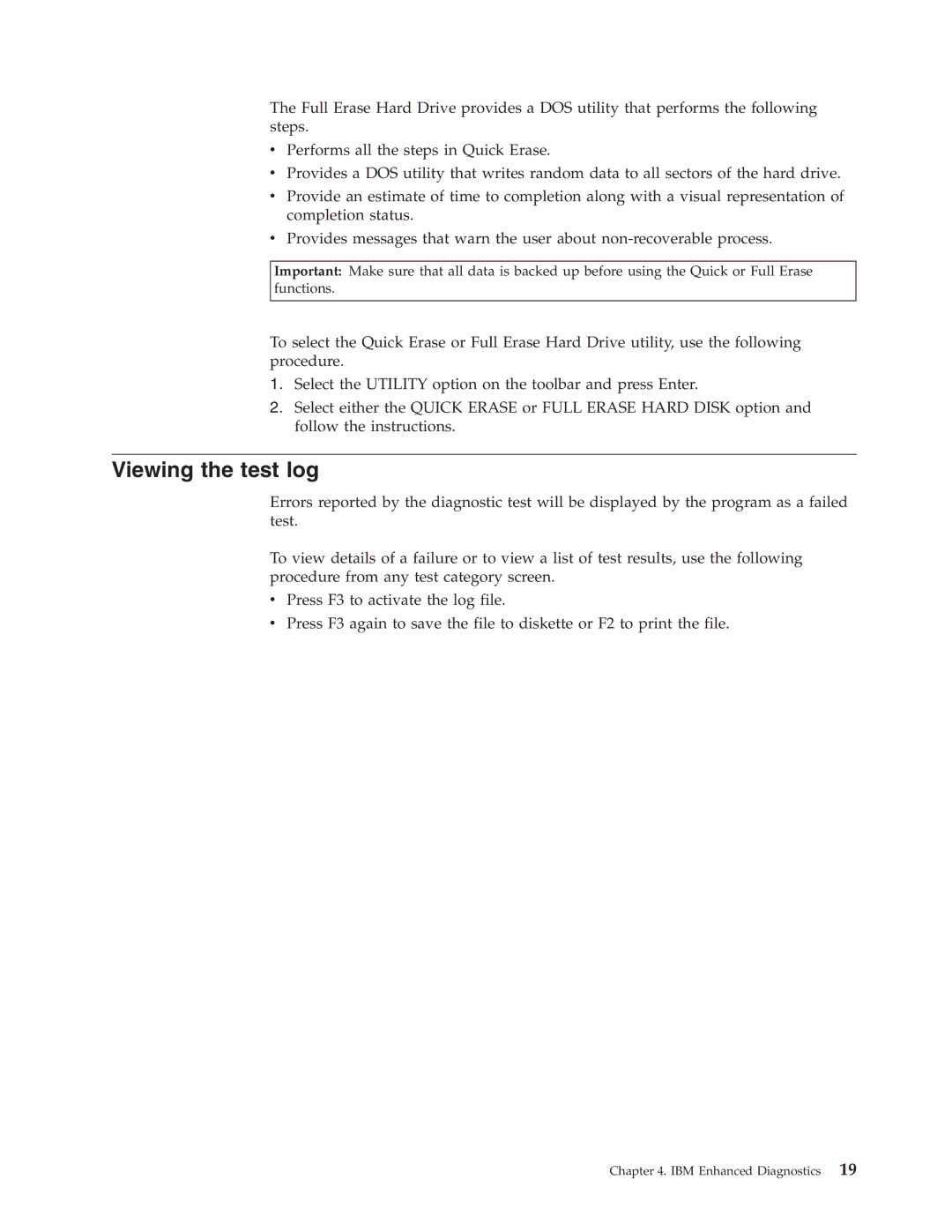 IBM 8316, 8434, 8199, 8198, 8191, 2296 manual Viewing the test log 