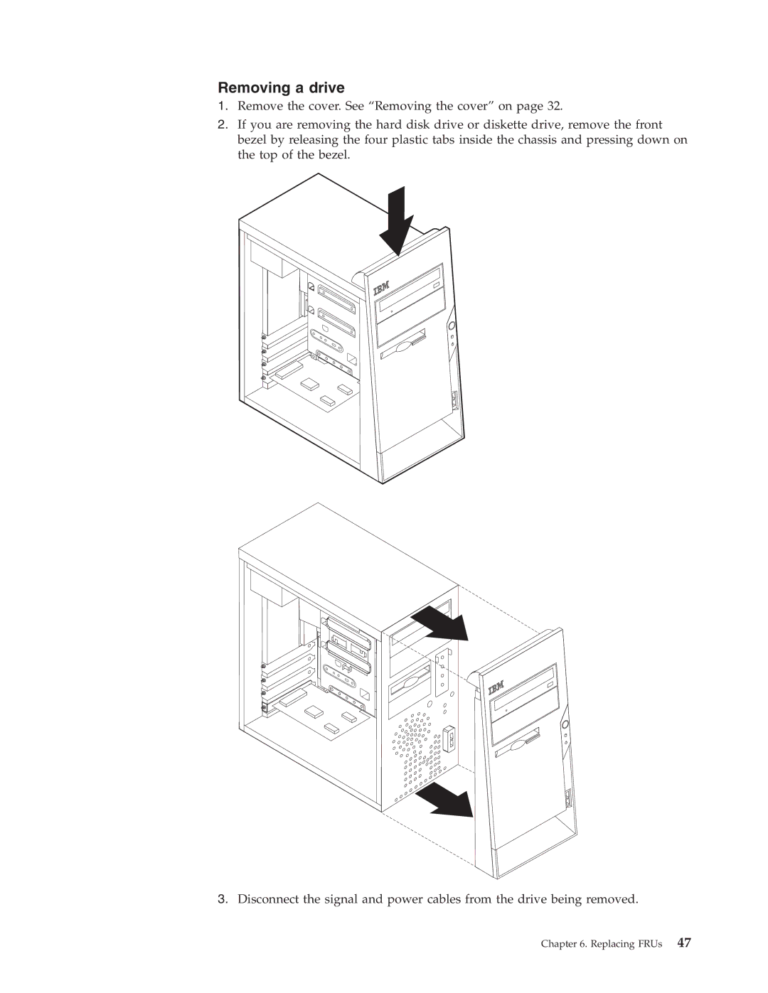 IBM 2296, 8434, 8316, 8199, 8198, 8191 manual Removing a drive 