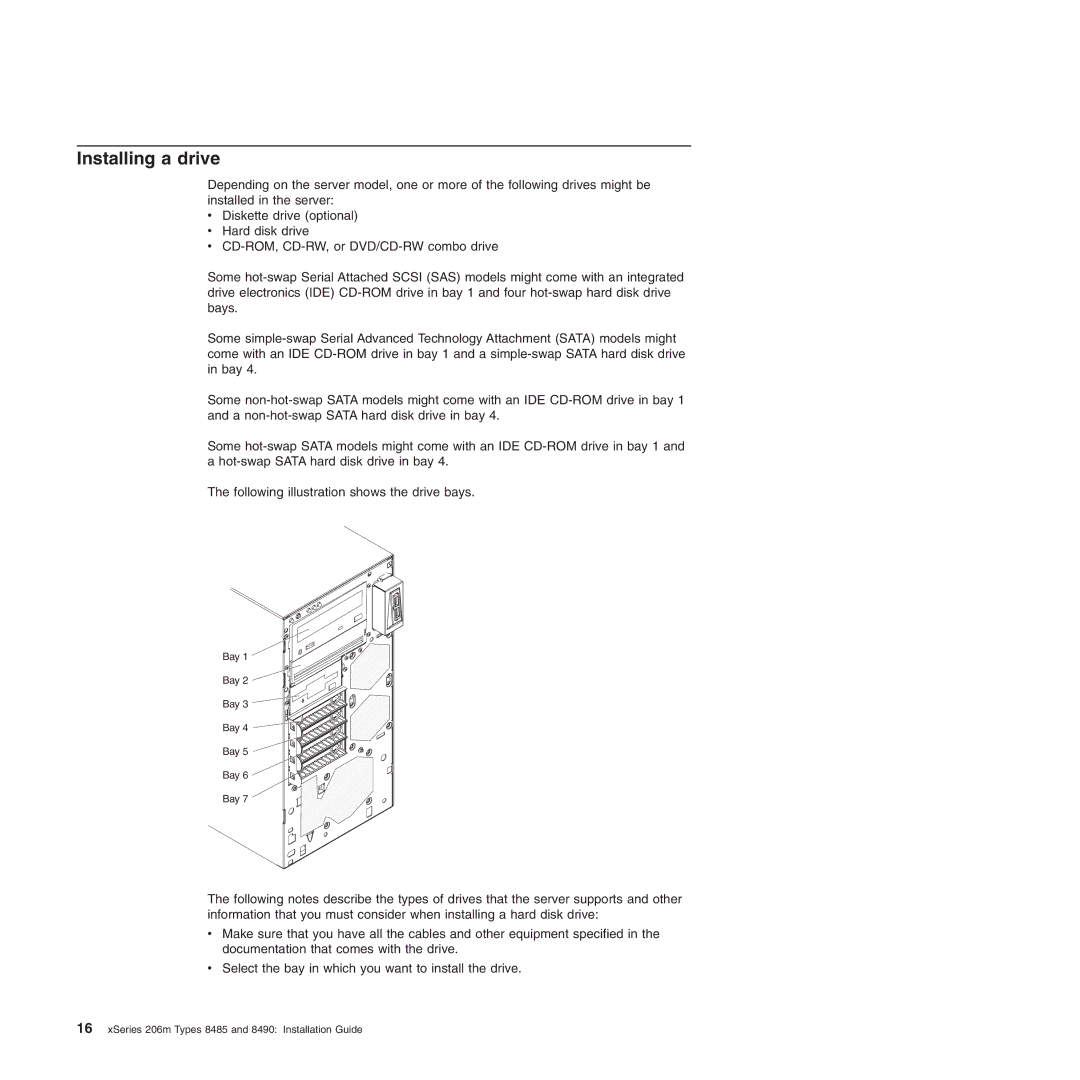 IBM 8485, 8490 manual Installing a drive 