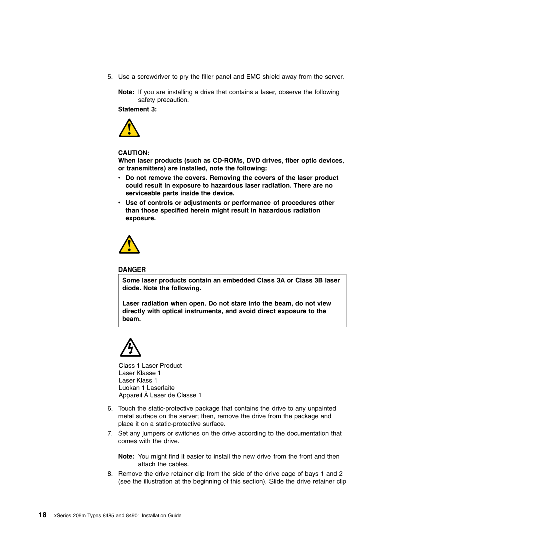 IBM manual XSeries 206m Types 8485 and 8490 Installation Guide 