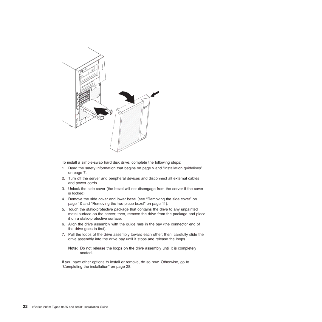 IBM manual XSeries 206m Types 8485 and 8490 Installation Guide 