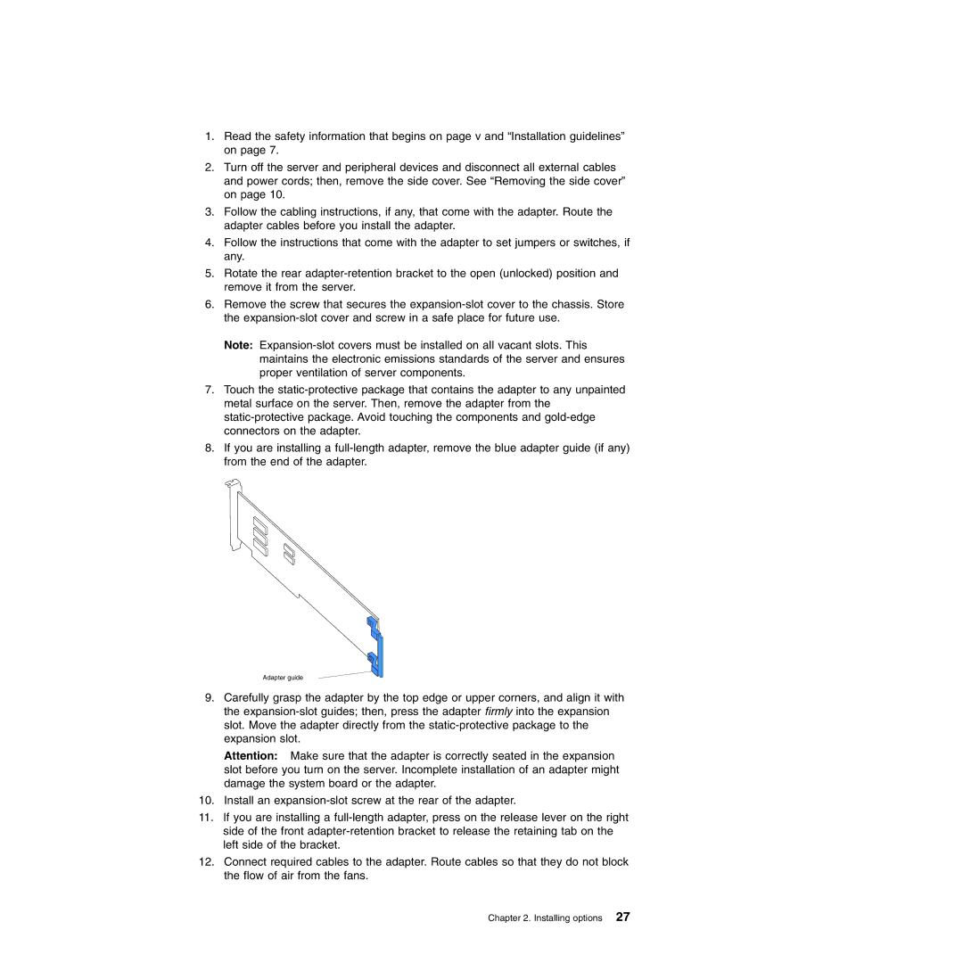 IBM 8490, 8485 manual Adapter guide 