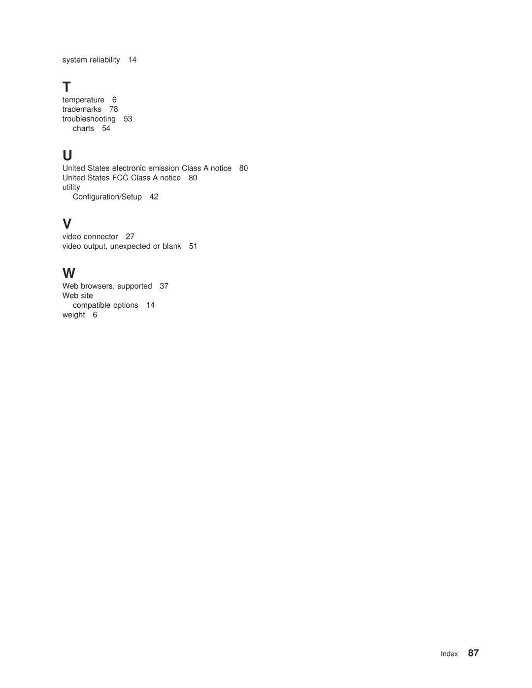 IBM 8677 manual Index 