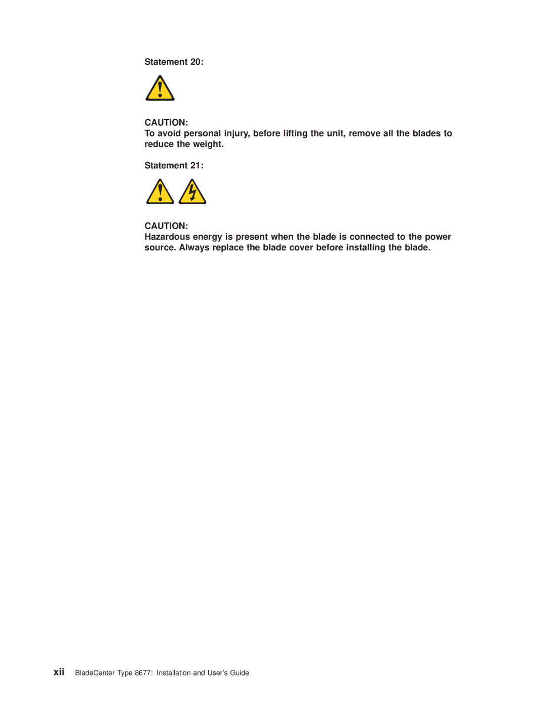 IBM manual Xii BladeCenter Type 8677 Installation and User’s Guide 