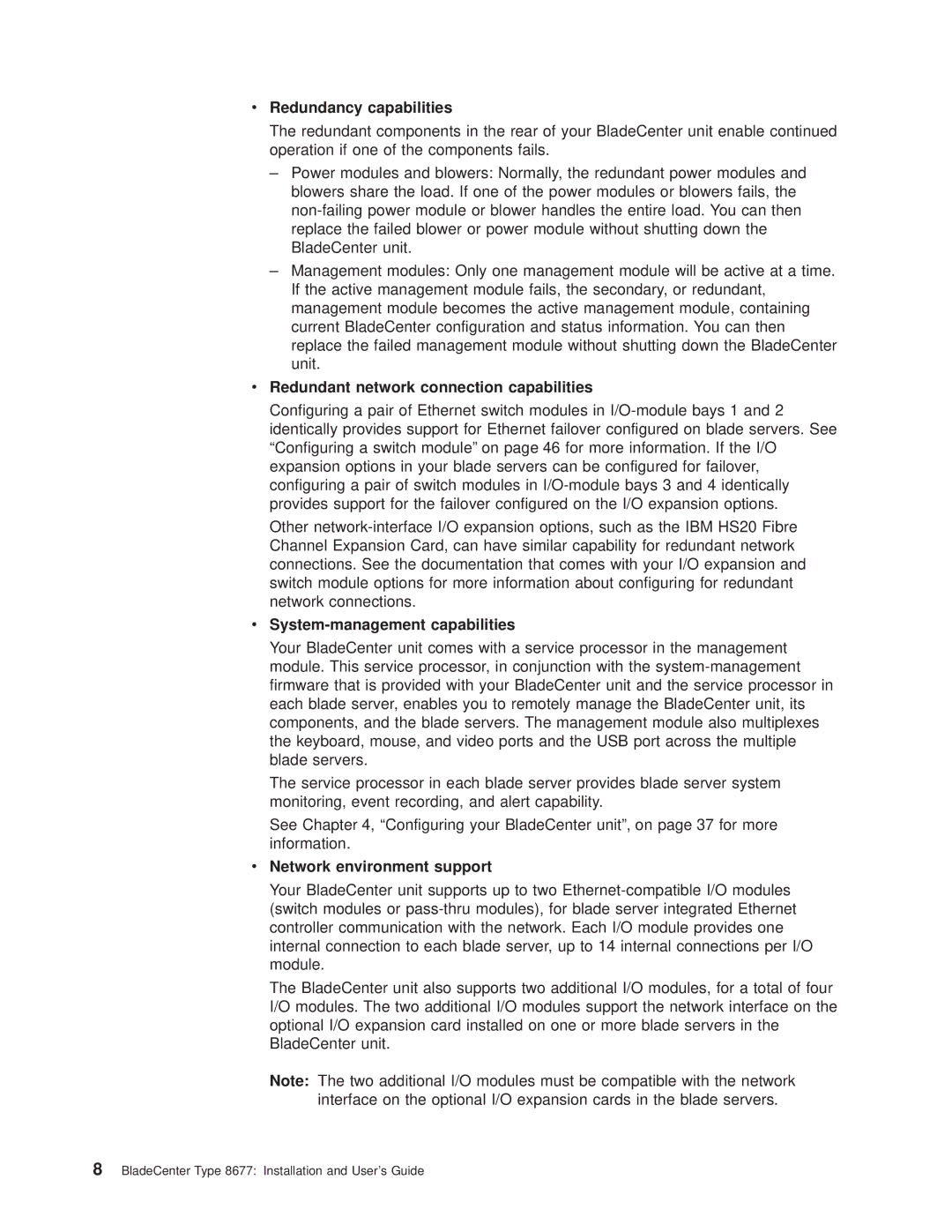 IBM 8677 manual Redundancy capabilities, Redundant network connection capabilities, System-management capabilities 