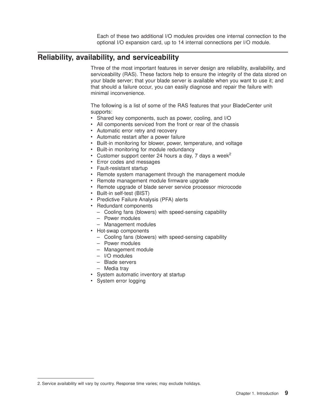 IBM 8677 manual Reliability, availability, and serviceability 