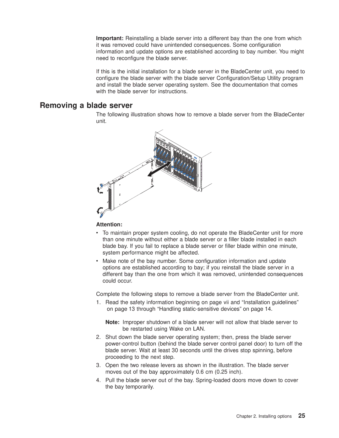 IBM 8677 manual Removing a blade server 