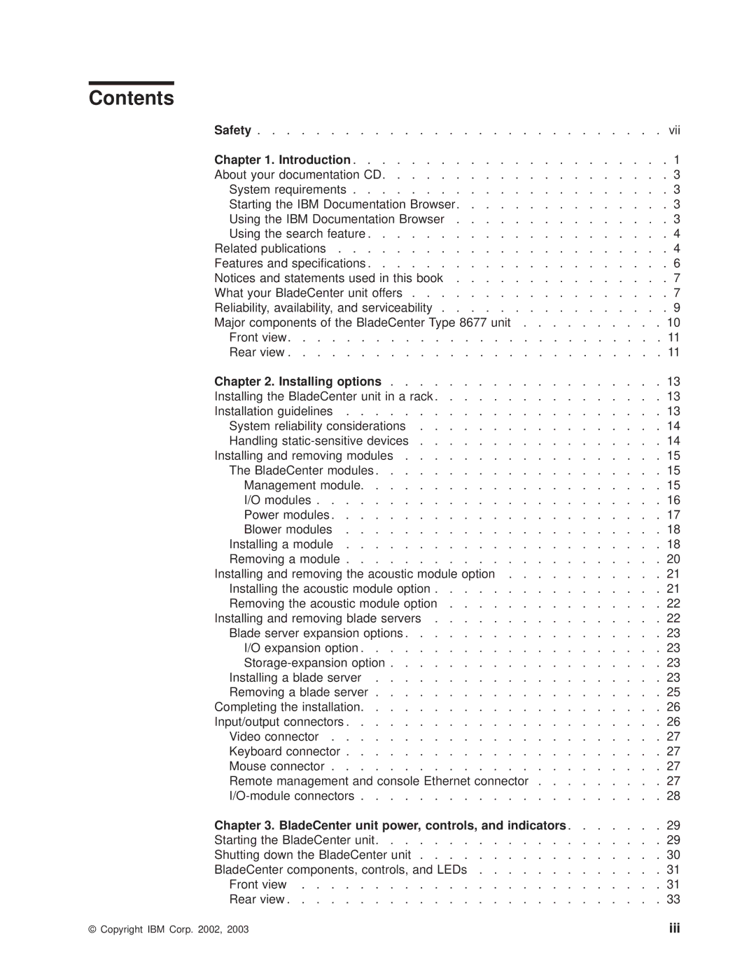 IBM 8677 manual Contents 