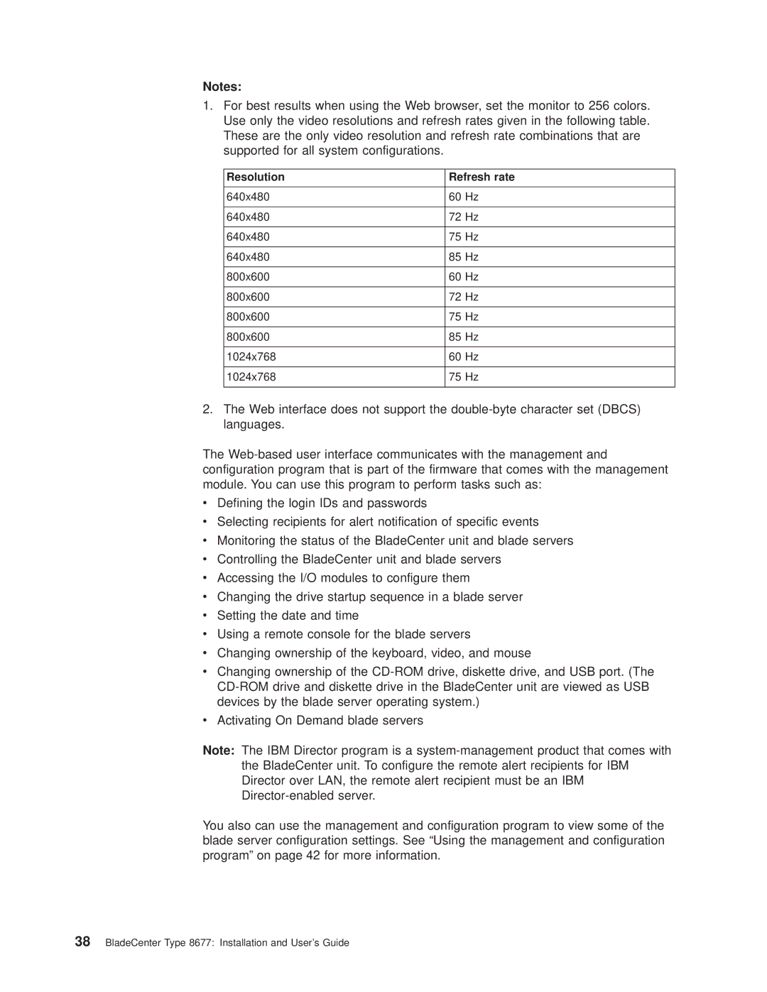 IBM 8677 manual Resolution Refresh rate 