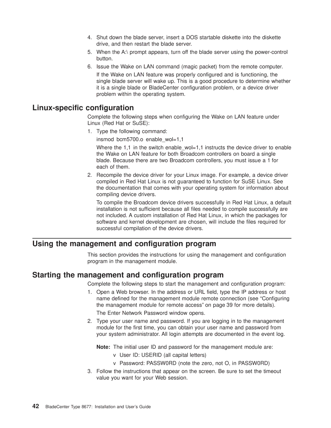 IBM 8677 manual Linux-specific configuration, Using the management and configuration program 