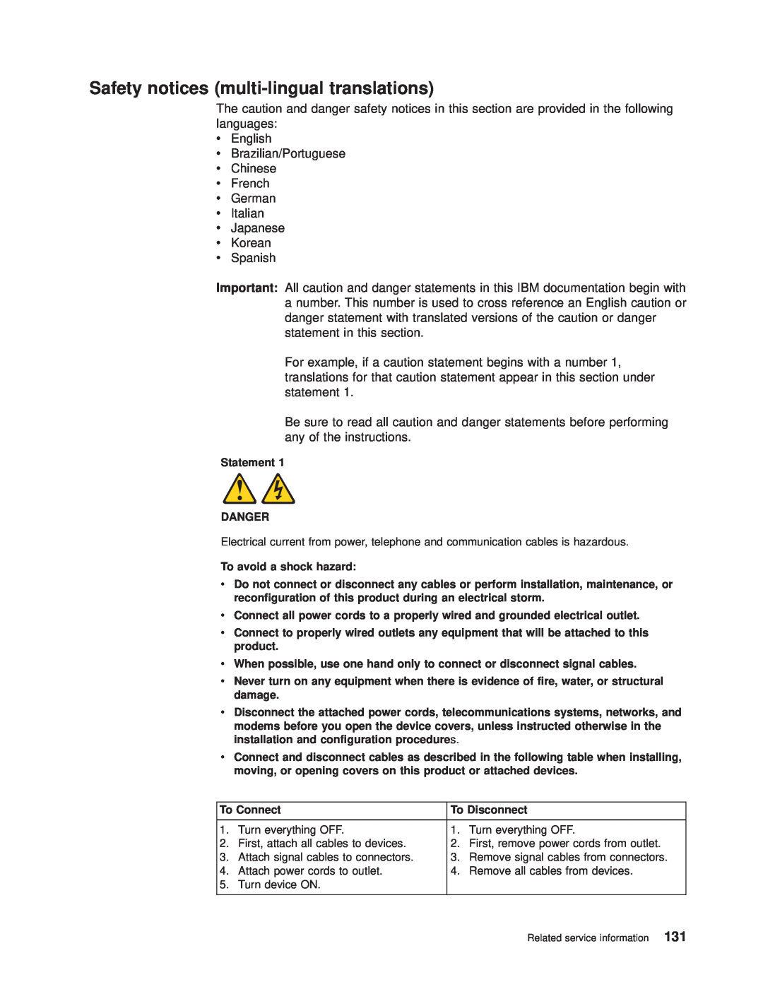 IBM 8682 manual Safety notices multi-lingual translations 