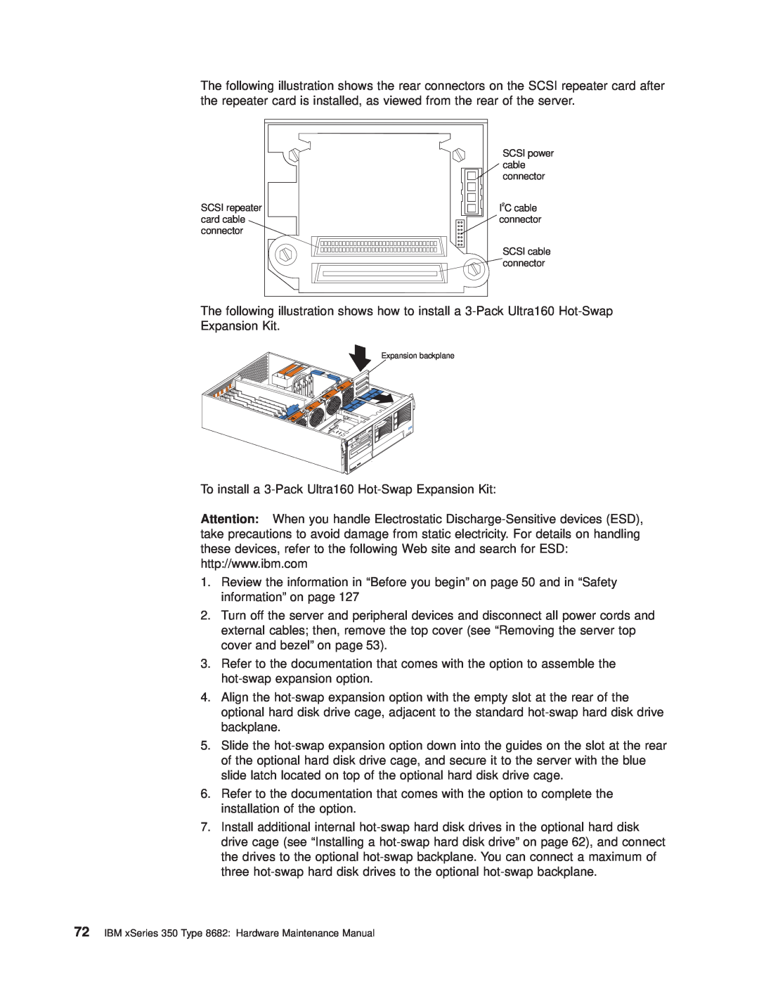 IBM 8682 manual To install a 3-Pack Ultra160 Hot-Swap Expansion Kit 