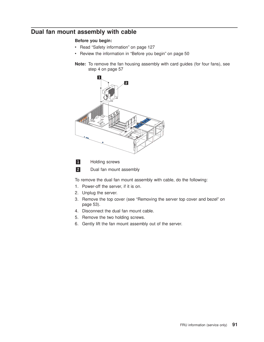 IBM 8682 manual Dual fan mount assembly with cable 