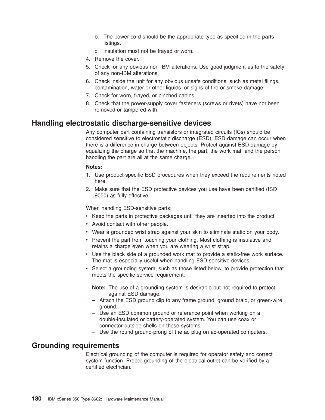 IBM 8682 manual Handling electrostatic discharge-sensitive devices, Grounding requirements 