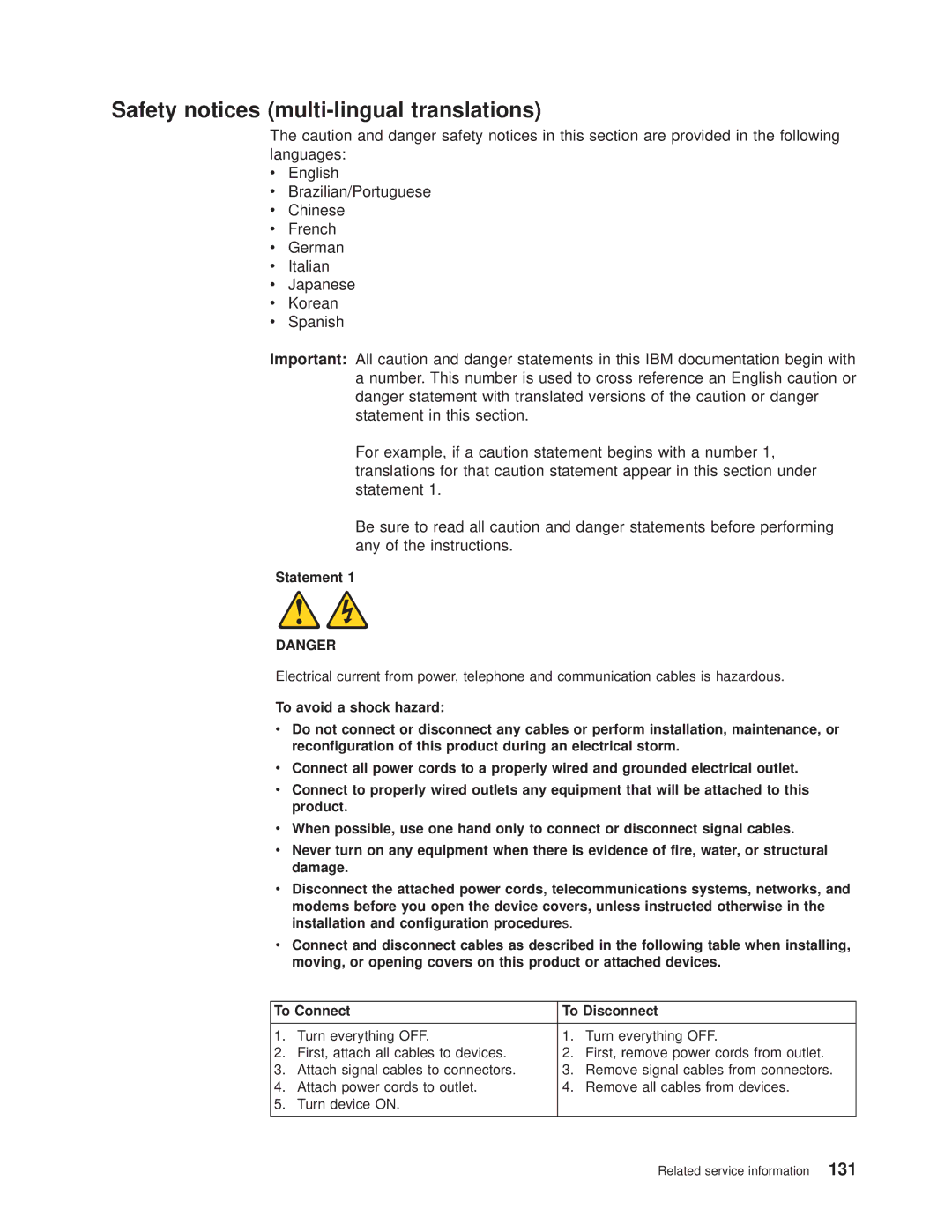 IBM 8682 manual Safety notices multi-lingual translations, Statement 