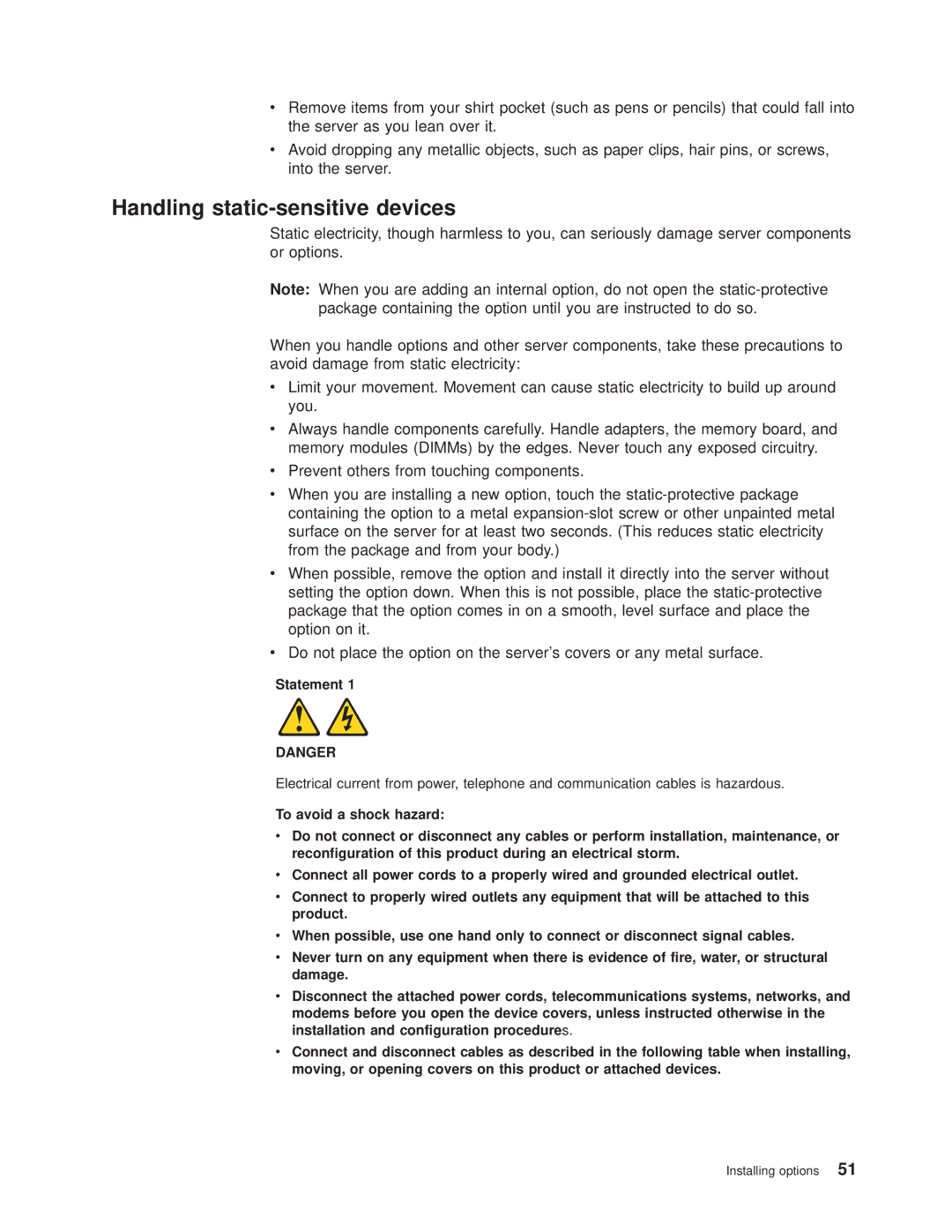 IBM 8682 manual Handling static-sensitive devices, Statement 