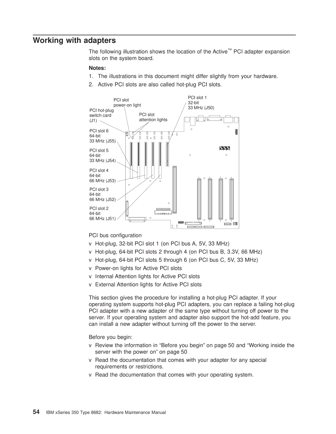 IBM 8682 manual Working with adapters 