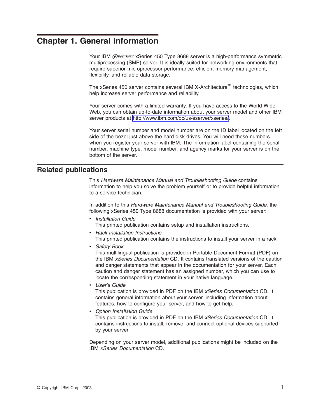 IBM 8688 manual General information, Related publications 