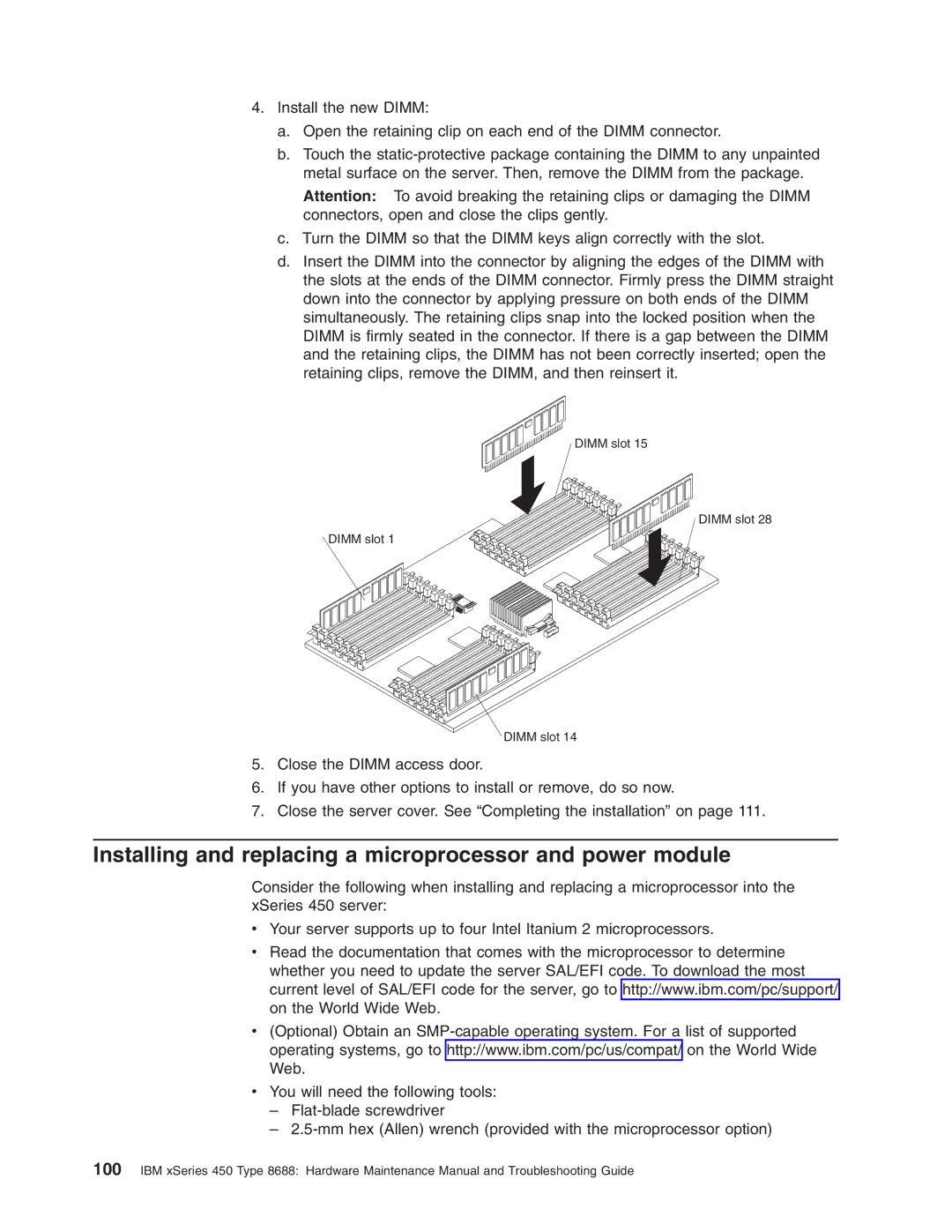 IBM 8688 manual Installing and replacing a microprocessor and power module 