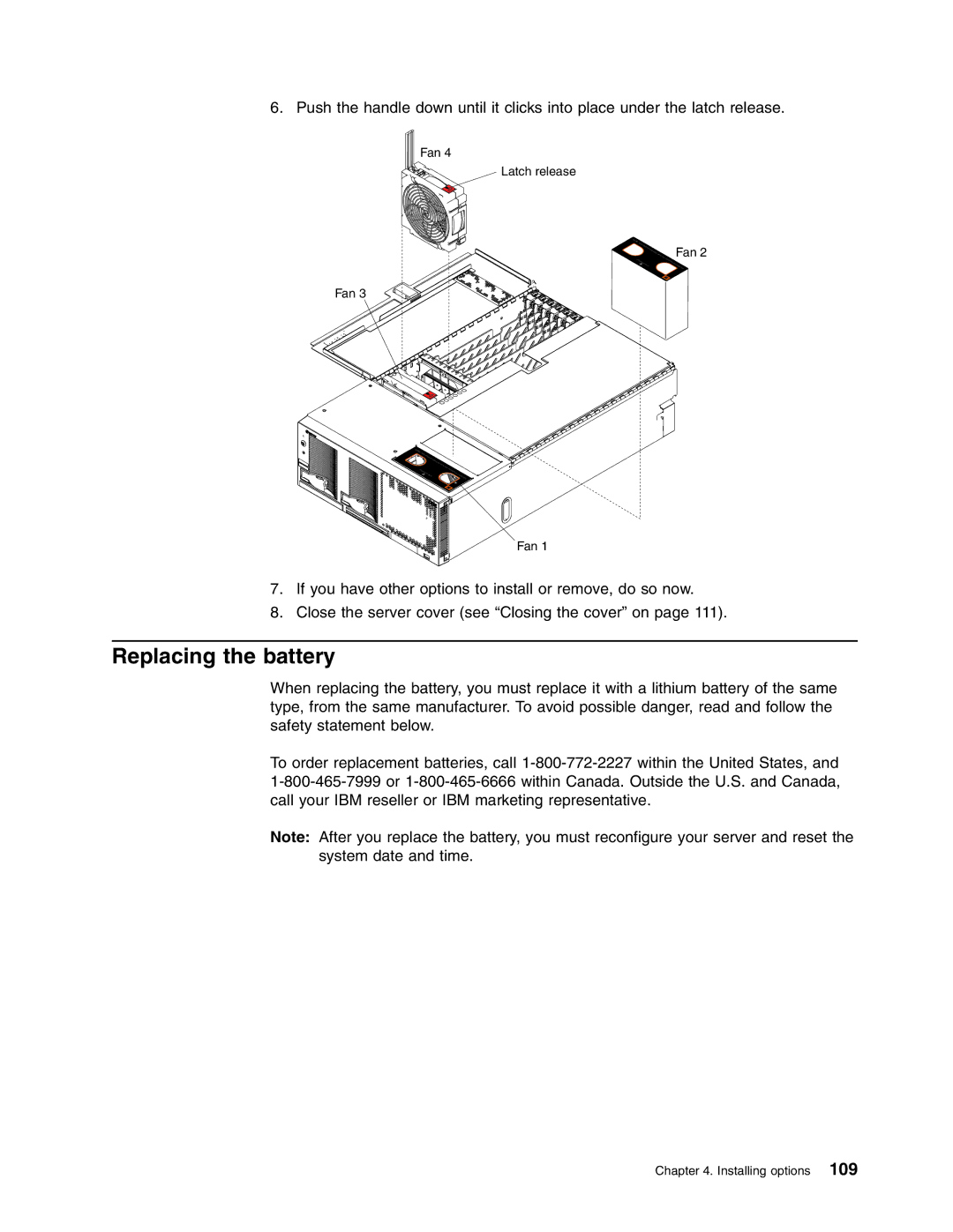 IBM 8688 manual Replacing the battery 