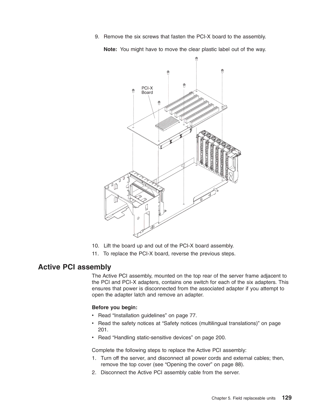 IBM 8688 manual Active PCI assembly 