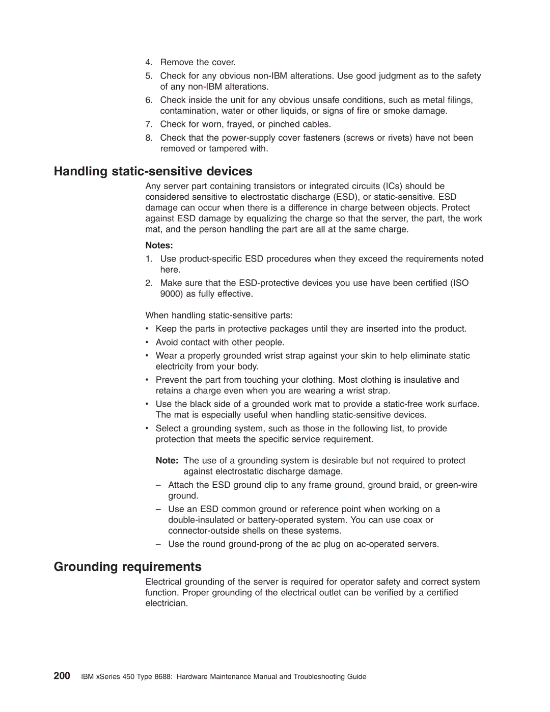 IBM 8688 manual Handling static-sensitive devices, Grounding requirements 