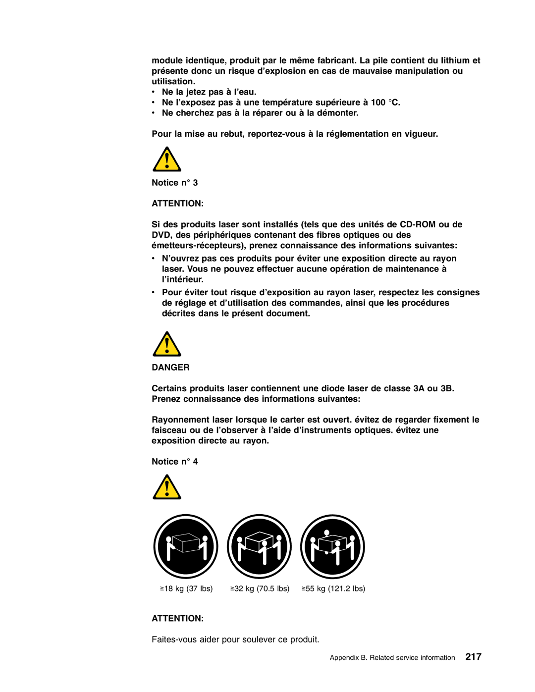 IBM 8688 manual Faites-vous aider pour soulever ce produit 