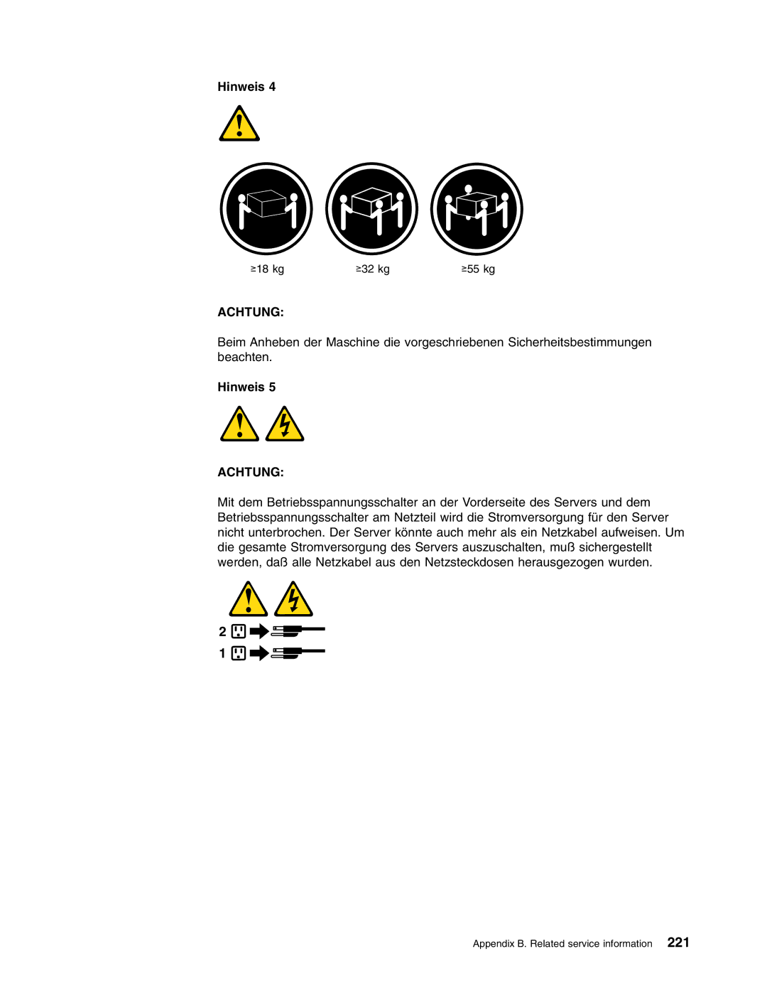 IBM 8688 manual ≥18 kg ≥32 kg 