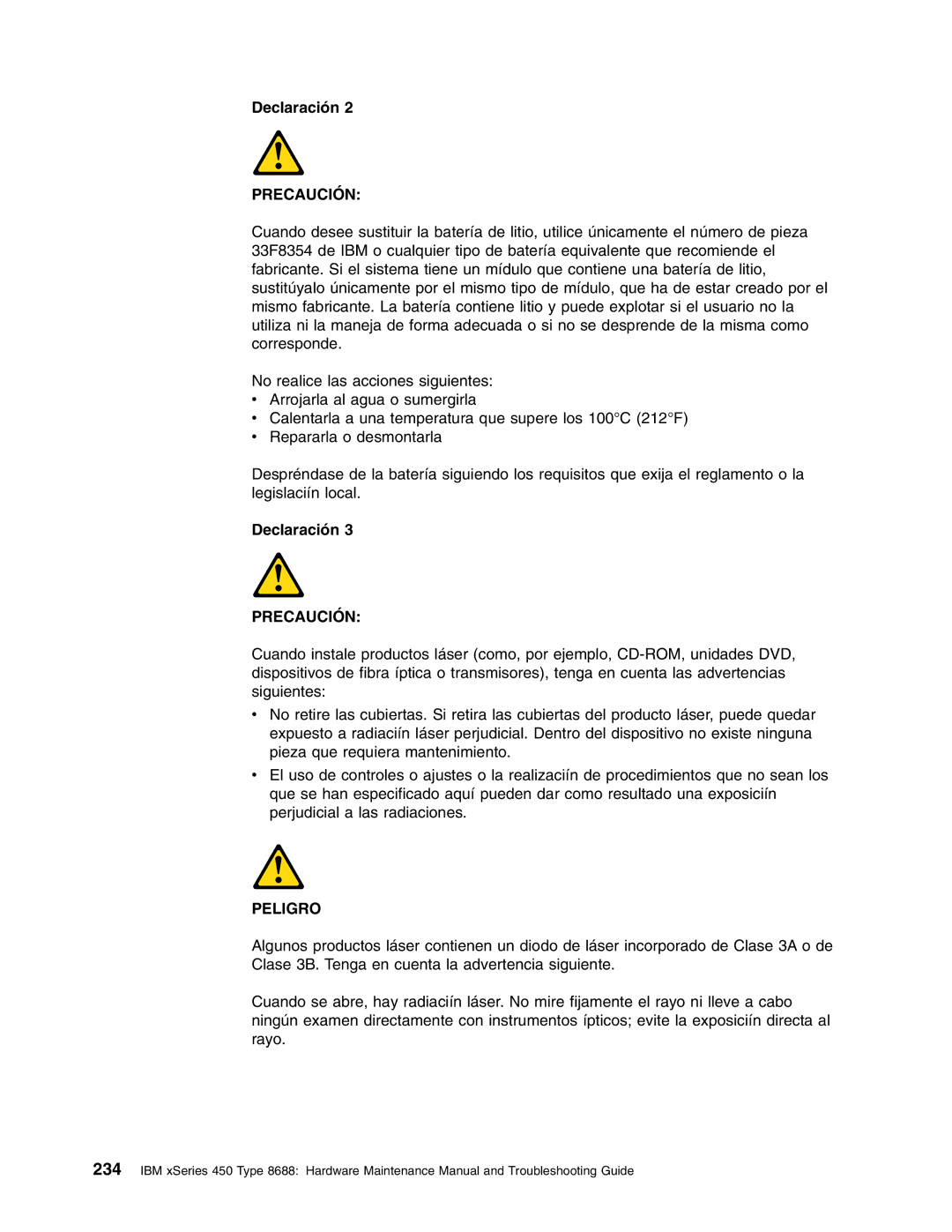 IBM 8688 manual Precaución 