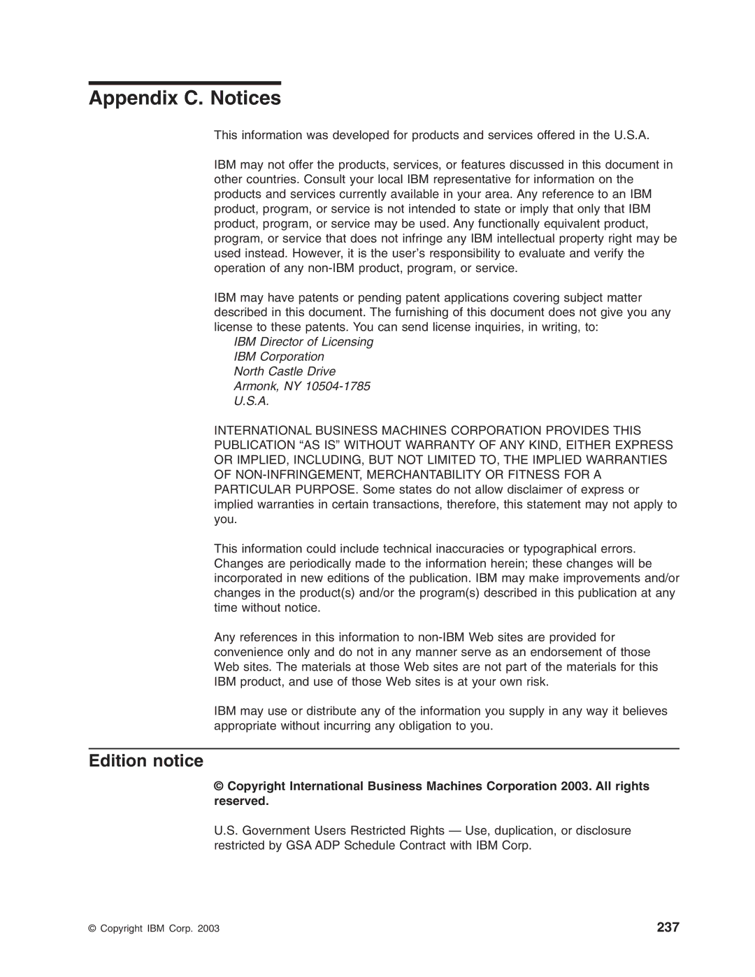 IBM 8688 manual Appendix C. Notices, Edition notice 