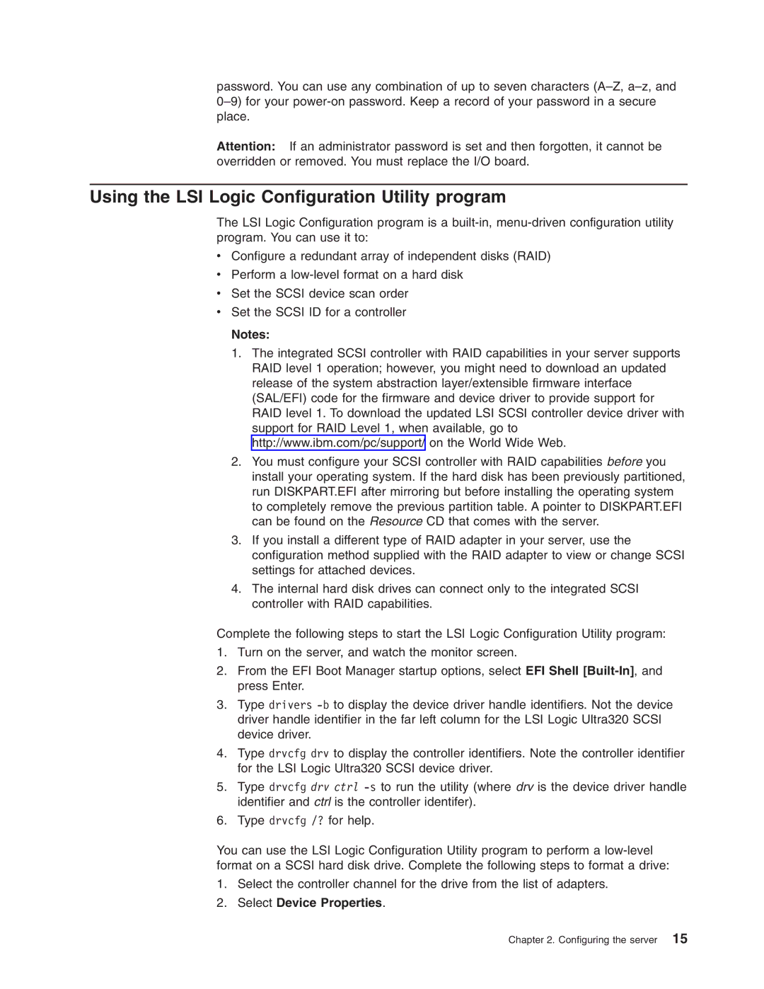 IBM 8688 manual Using the LSI Logic Configuration Utility program, Select Device Properties 