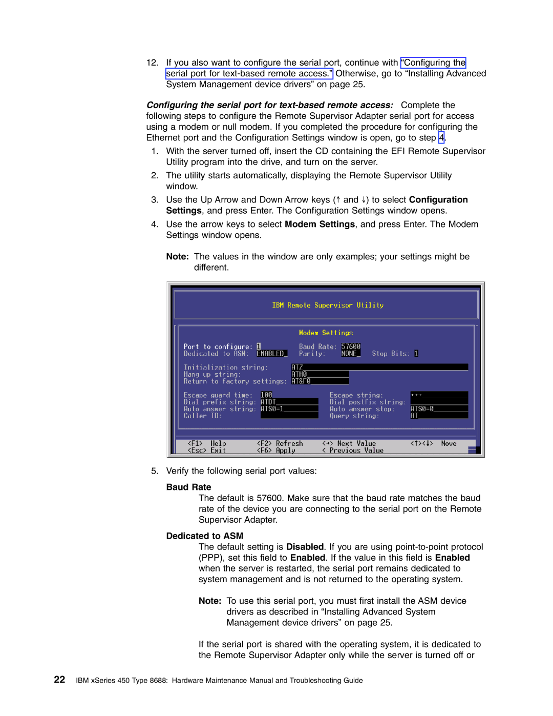 IBM 8688 manual Baud Rate, Dedicated to ASM 