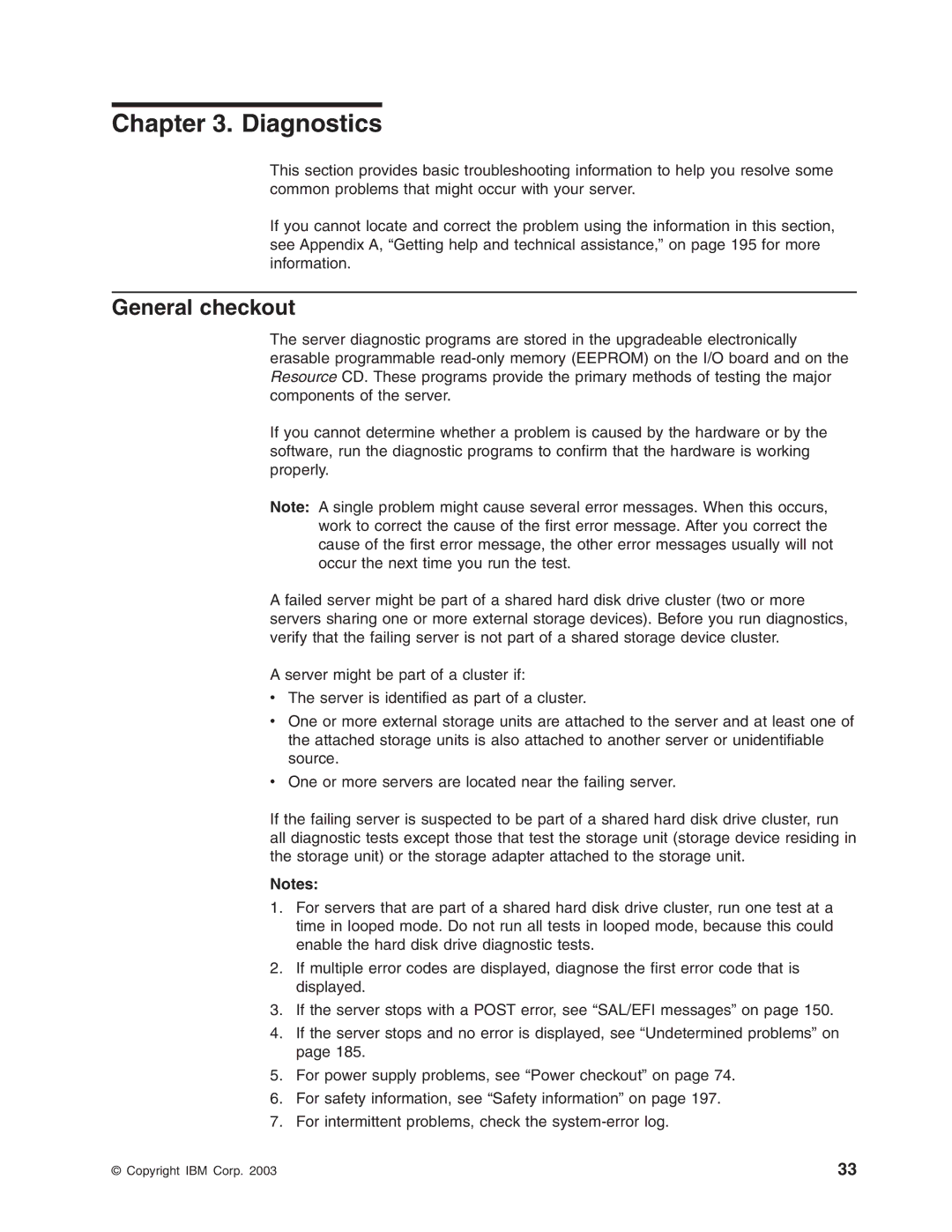 IBM 8688 manual Diagnostics, General checkout 