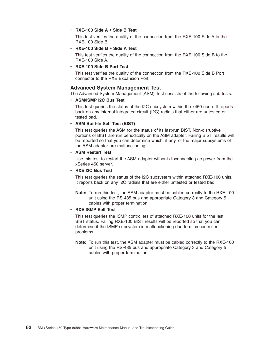 IBM 8688 manual Advanced System Management Test 