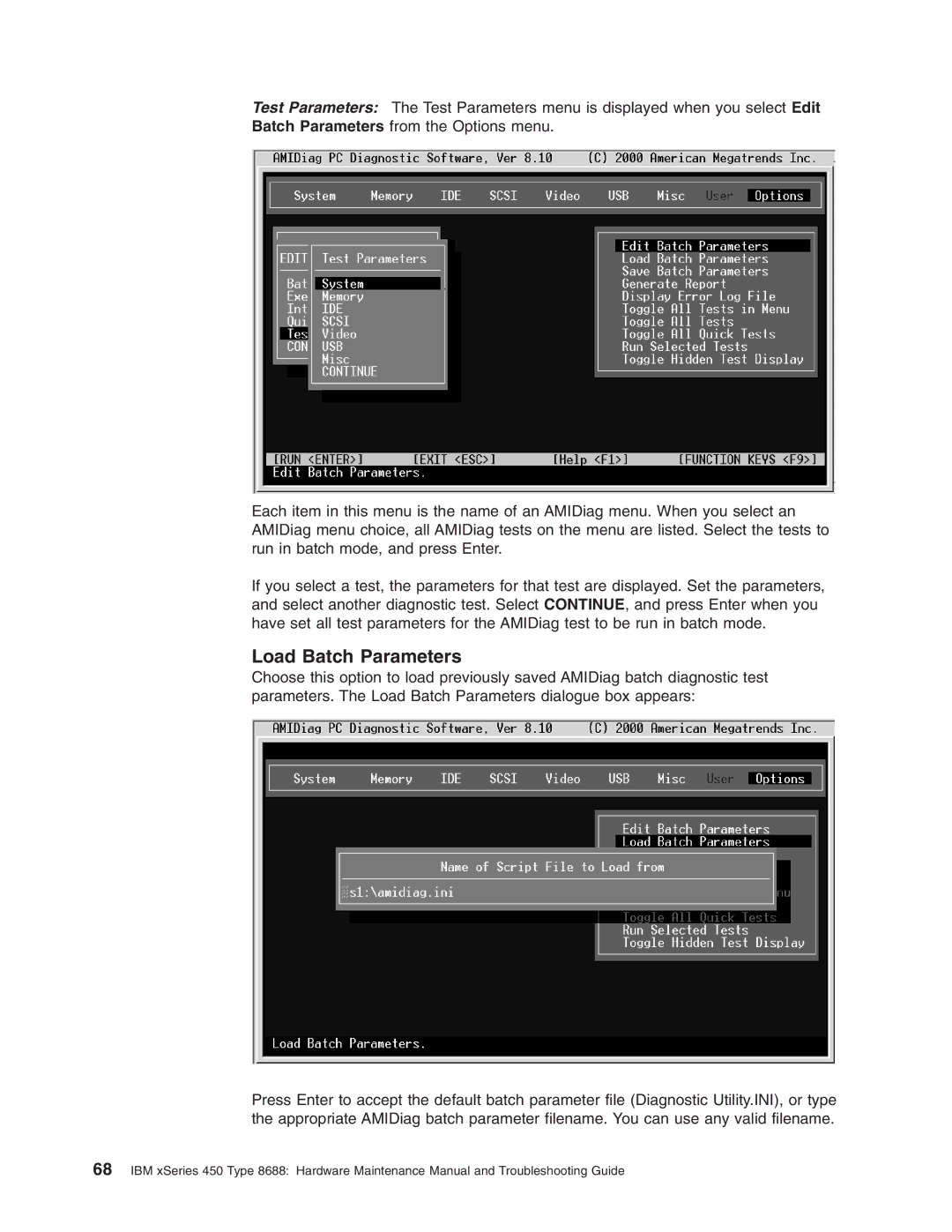 IBM 8688 manual Load Batch Parameters 