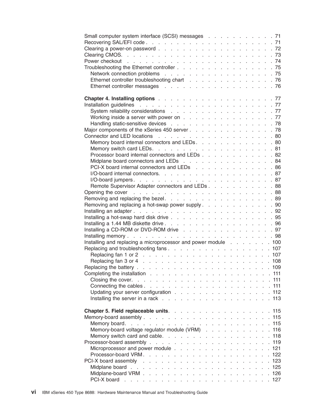 IBM 8688 manual Installing options, Field replaceable units 