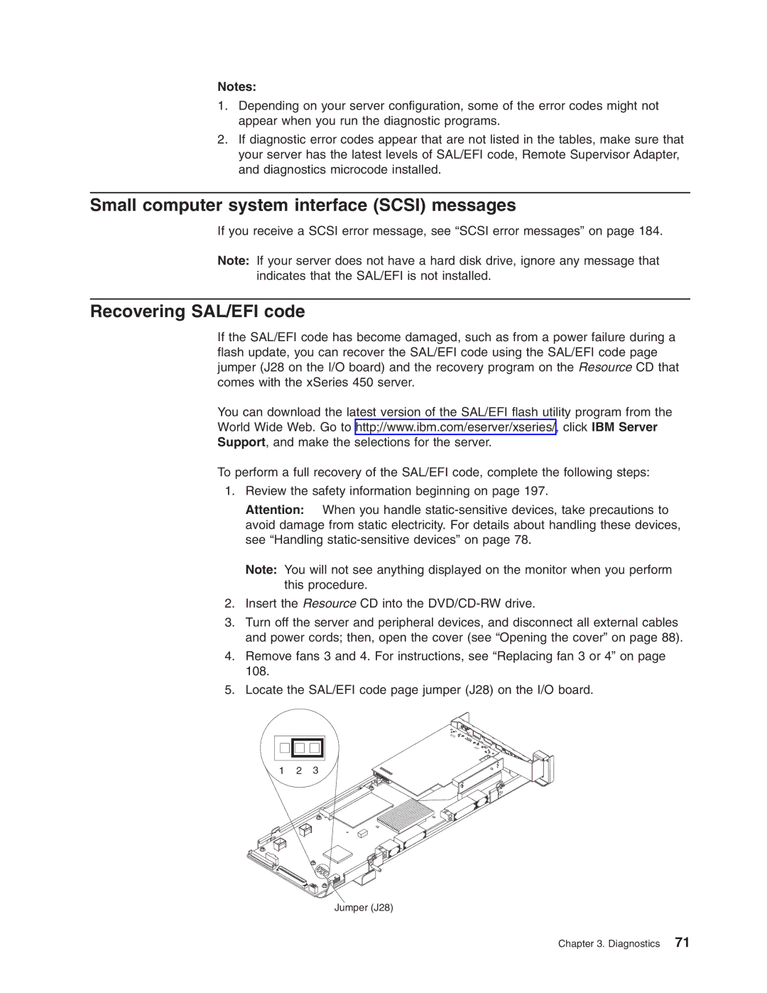 IBM 8688 manual Small computer system interface Scsi messages, Recovering SAL/EFI code 