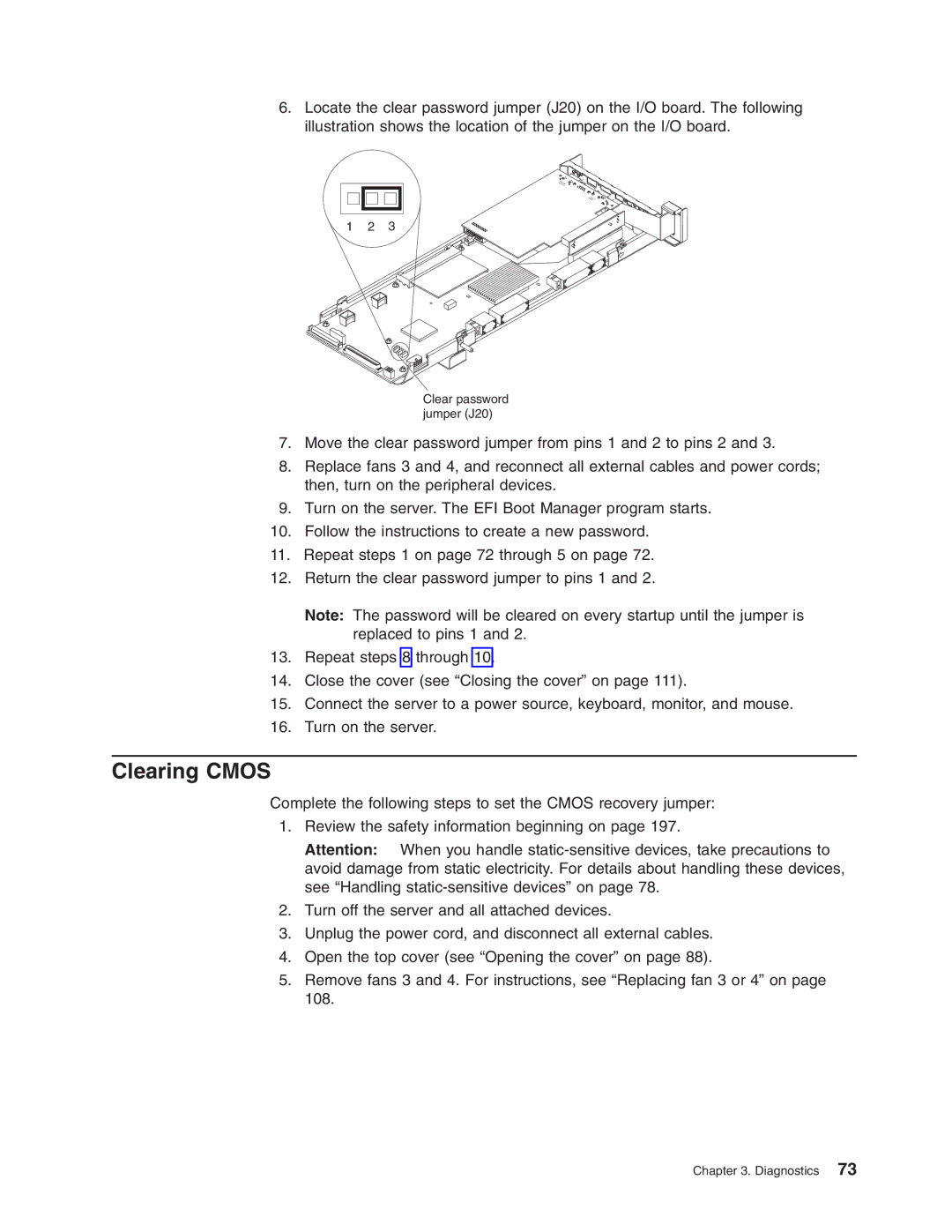 IBM 8688 manual Clearing Cmos 