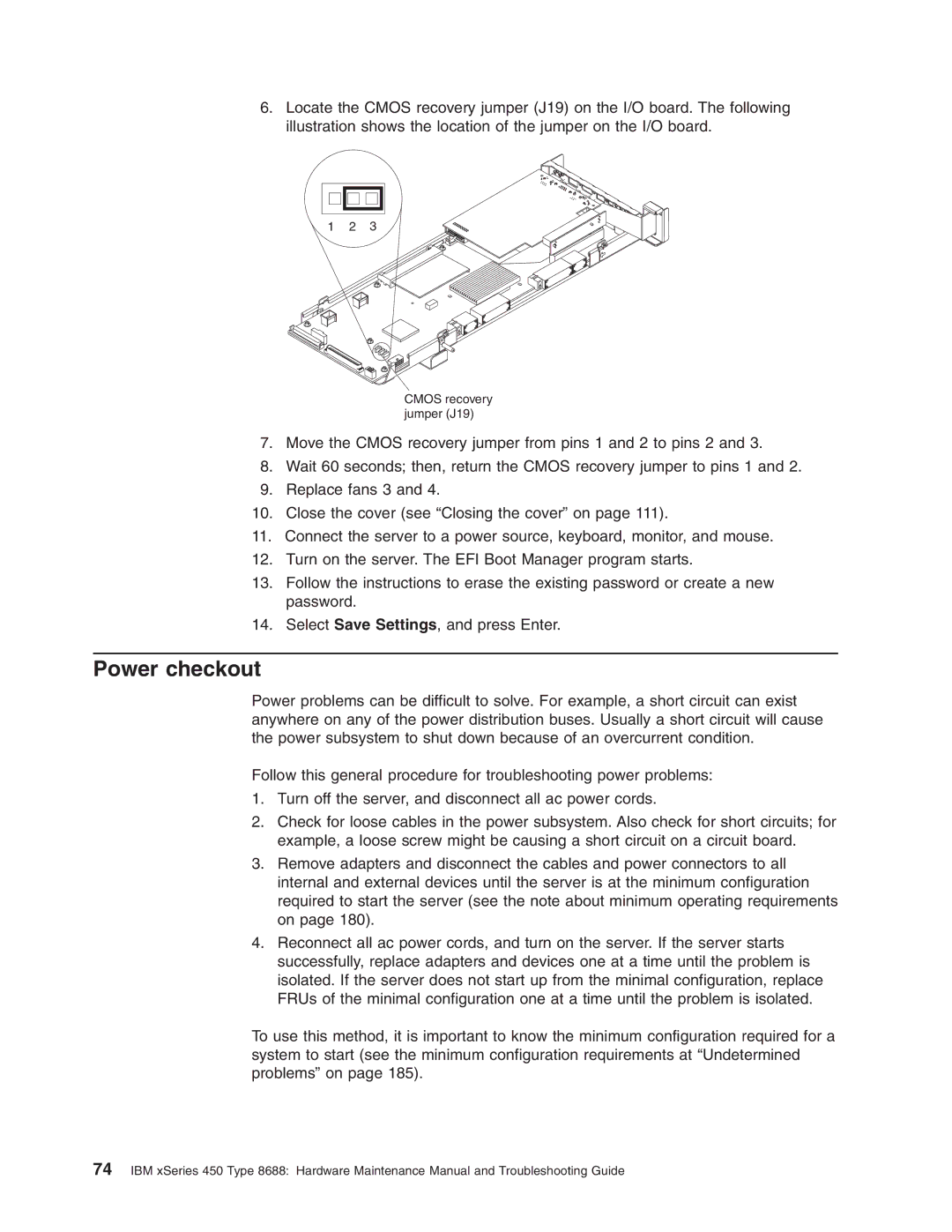 IBM 8688 manual Power checkout 