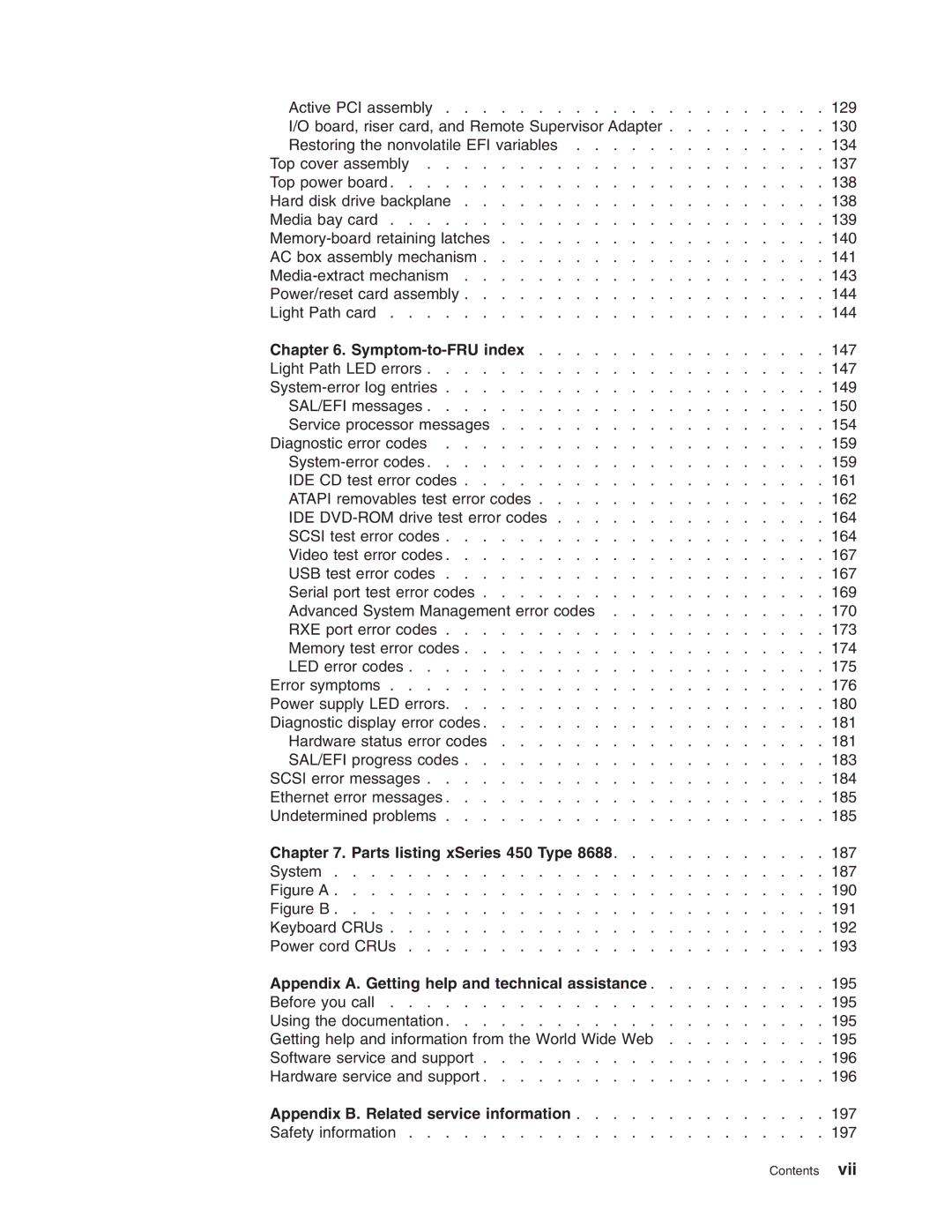 IBM 8688 manual Parts listing xSeries 450 Type, Appendix A. Getting help and technical assistance 