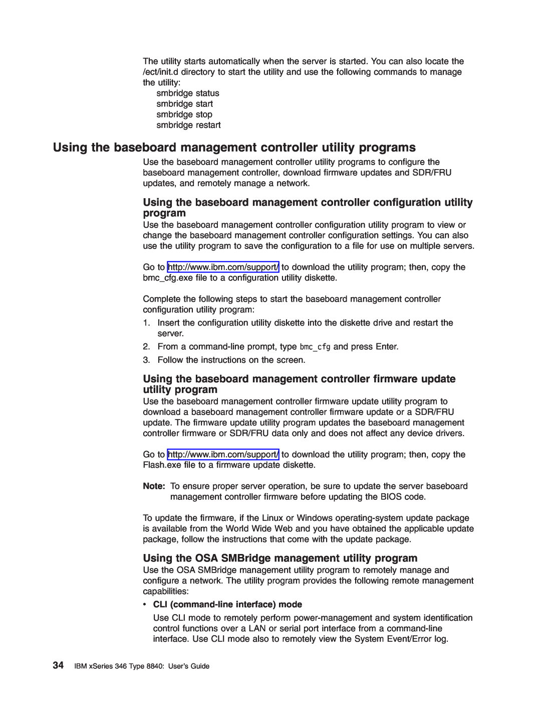 IBM 8840 manual Using the baseboard management controller utility programs 
